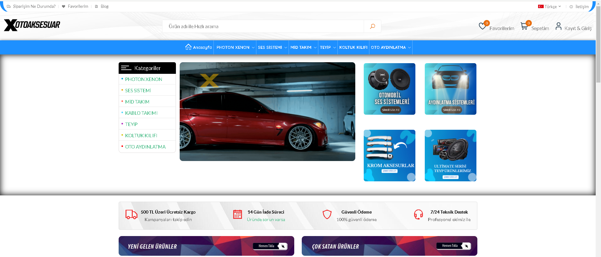 Oto Aksesuar E-Ticaret Teması